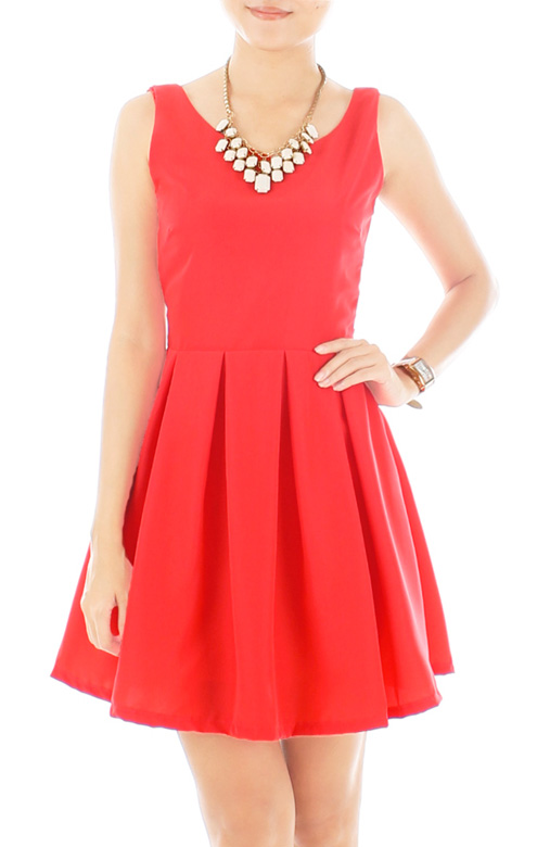 Summer Crush Tie-back Flare Dress – Neon Coral