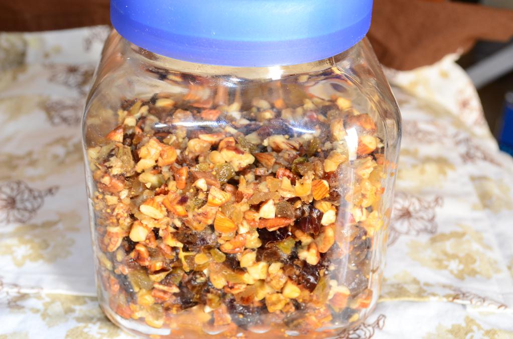 Dry fruits soaked in rum for Traditional Christmas Fruit Cake