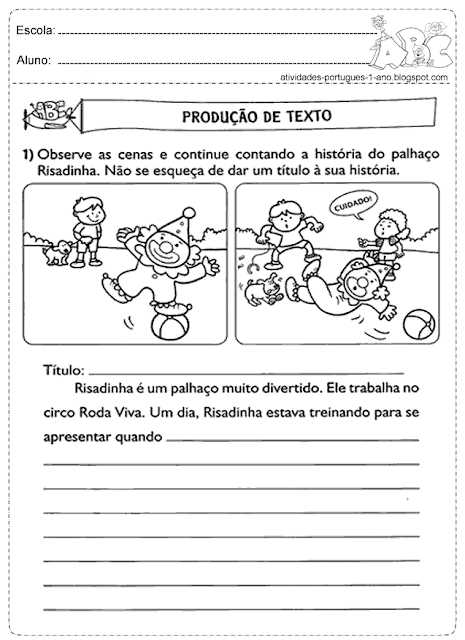 Atividades de produção de texto para o 1°, 2° e 3° ano do ensino fundamental, com tirinhas, figuras e imagens bem criativas para o desenvolvimento do estudante, todas as atividades de produção de texto estão disponíveis para baixar e imprimir, podendo ser utilizada em casa ou na turma.