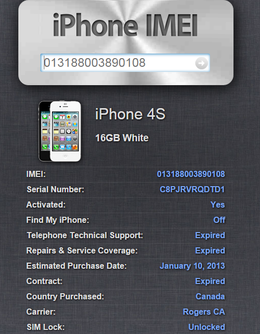 Check iphone factory unlock serial number