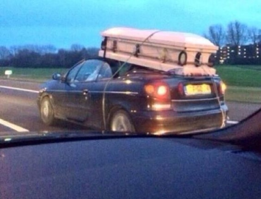 What's with all these people with coffins on their cars?