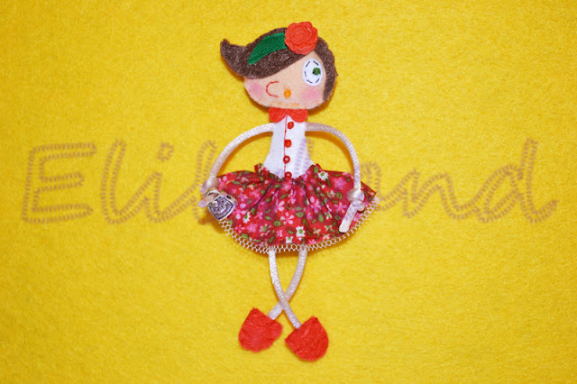 Mini-Elily Muñeca Fieltro Broche Bolso cuello Mini-Elily Muñeca Fieltro broche Bolso Cuello