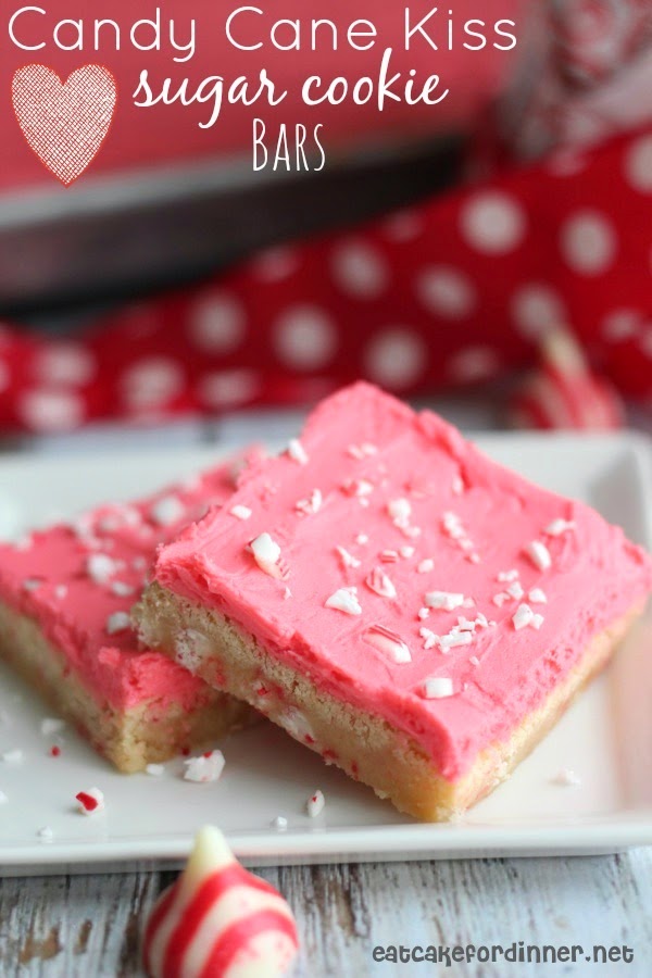 Eat Cake For Dinner Candy Cane Kiss Sugar Cookie Bars with Buttercream