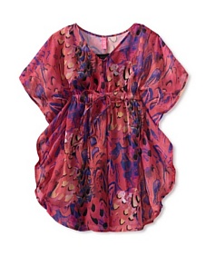 MyHabit: Save Up to 60% off Hype for Girls: Feather Montage Dress: Loose fit dress with semi-sheer printed top layer with solid under layer, draped sides, and drawstring at waist