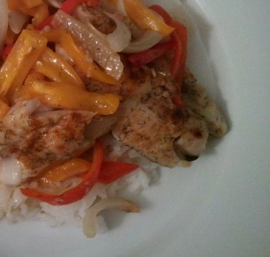 From Hmm to Mmm Baked Tilapia with Peppers and Onions