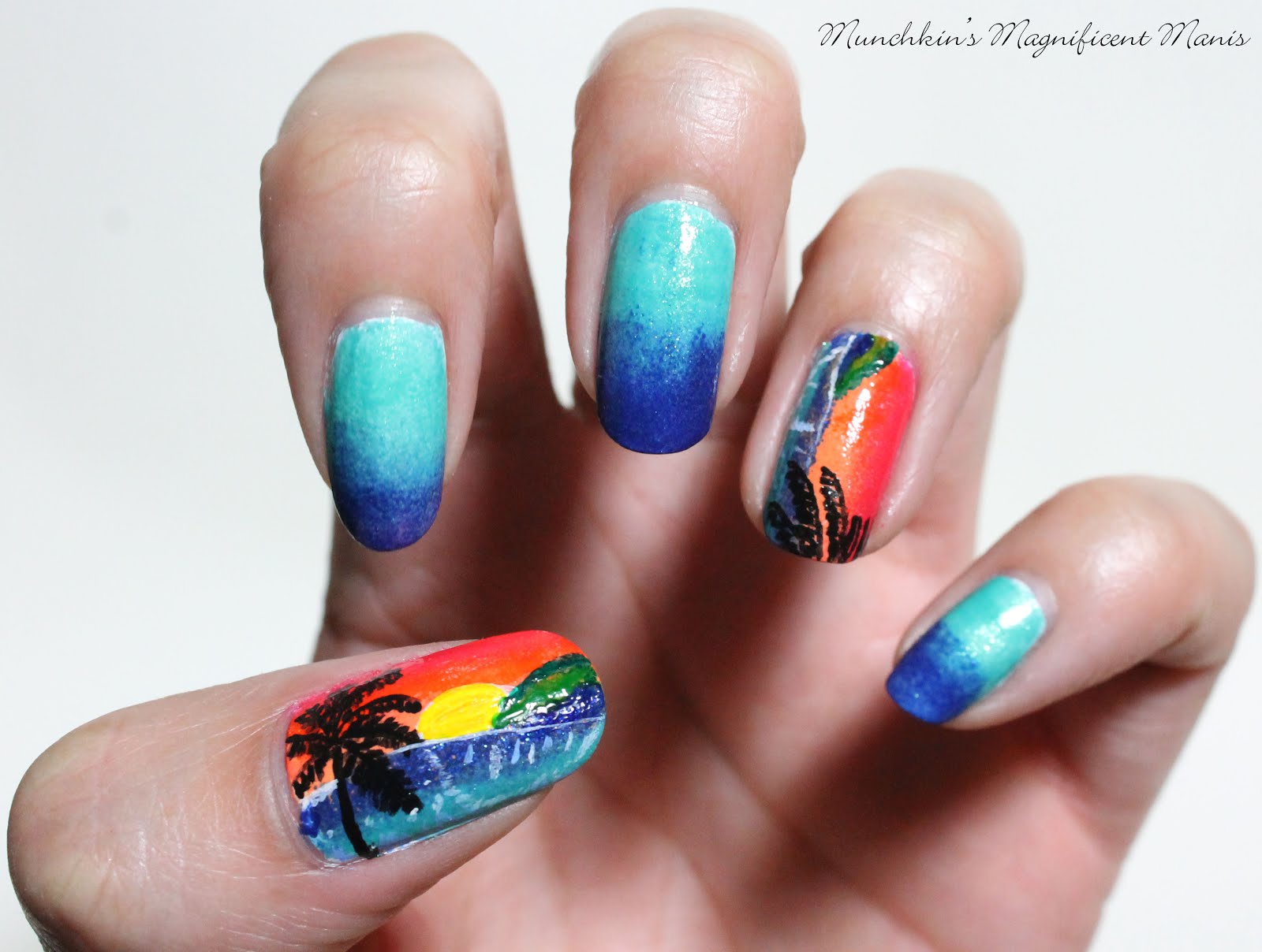 1. Bright tropical nail design with rhinestones - wide 7