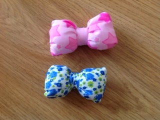 bow hair clips, puffy bows