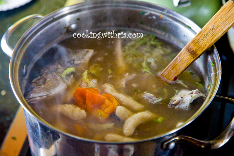 Remove whole hot pepper and sprigs of thyme before serving.