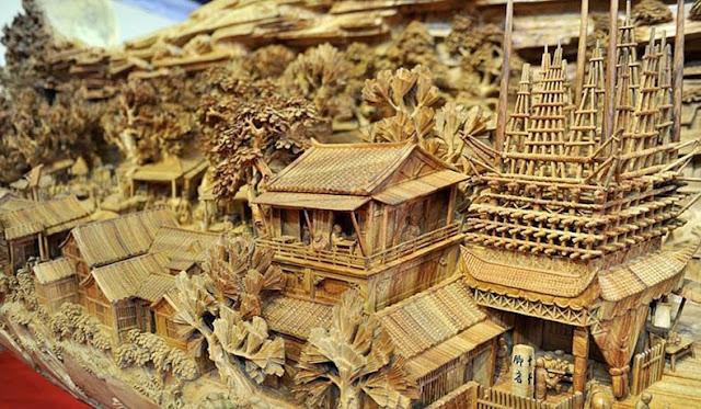 madera Zheng Chunhui obra maestra El festival Qingming junto al río
