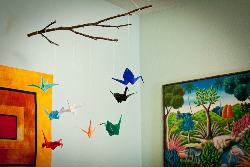 Knit Nat Paper crane mobile