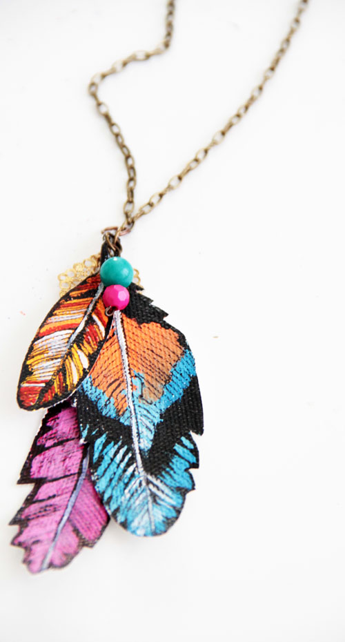 iLoveToCreate Blog faux feathers necklace