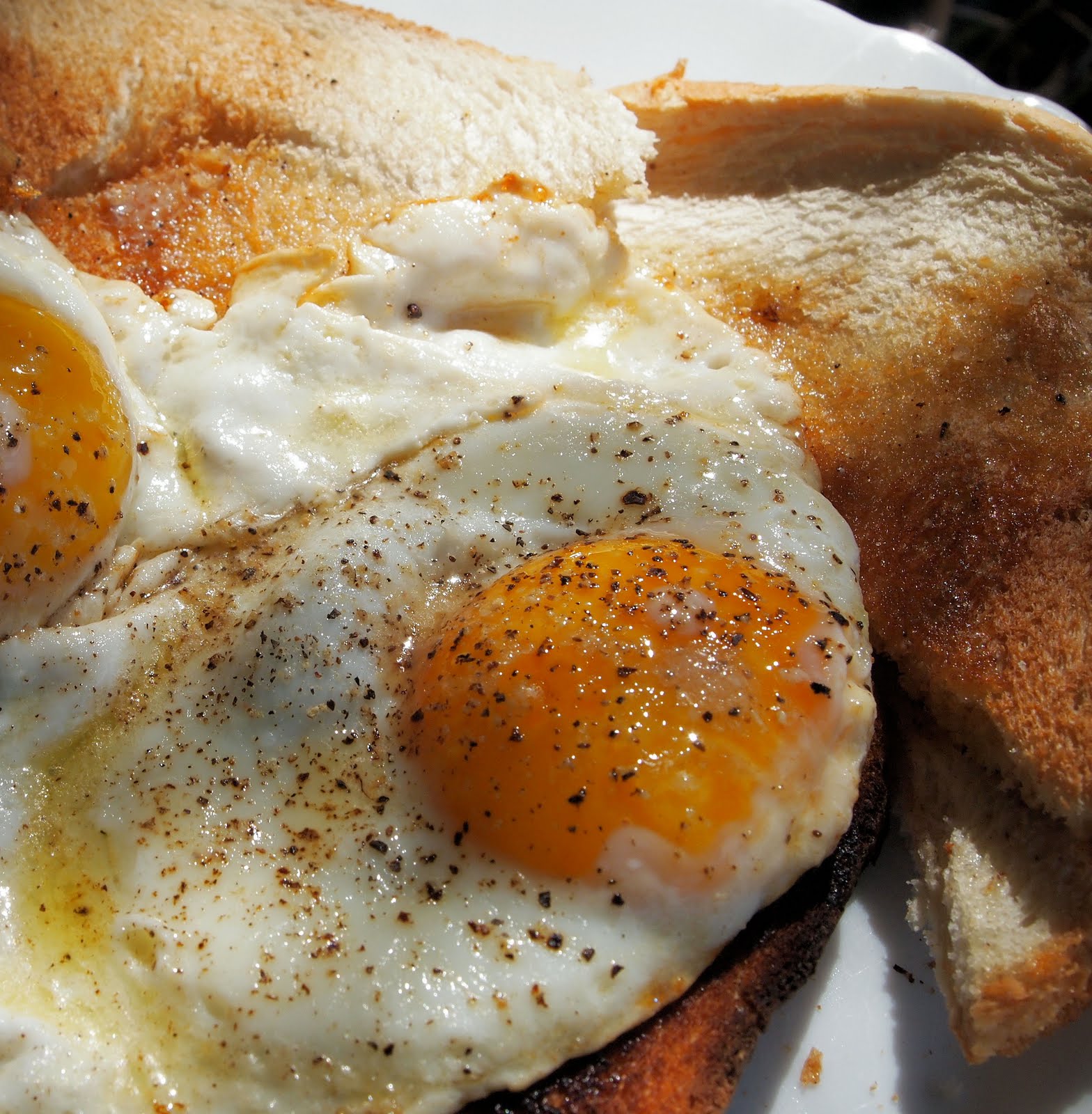 Eggs and A Slice of Cherry Pie..........Fried Duck Eggs on Toast