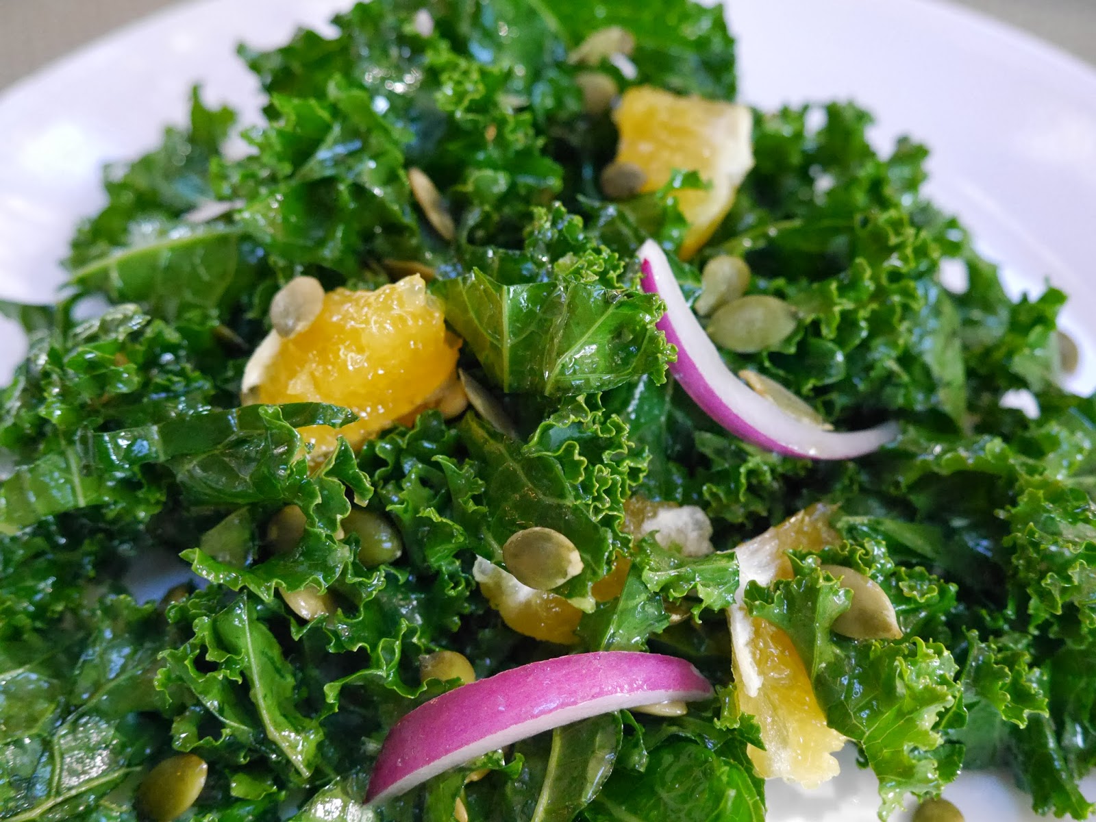 Foods For Long Life Raw Kale And Orange Salad With Pumpkin Seeds