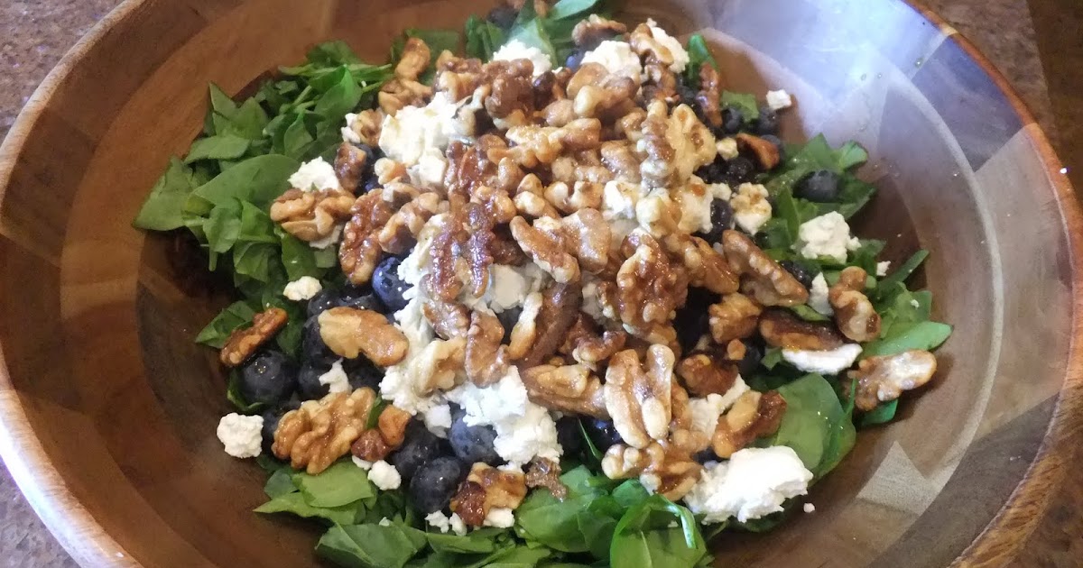 Emily's Kitchen Blueberry and Goat Cheese Salad with Warm Honey Walnuts