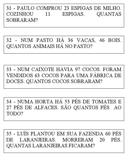 Probleminhas matematicos para educação infantil