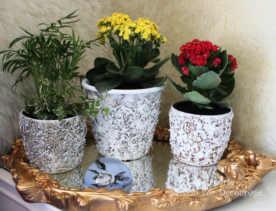 Selenarte Passion For Decoupage Summer DIY Plastic Pot Tutorial How To Decorate A Planter
