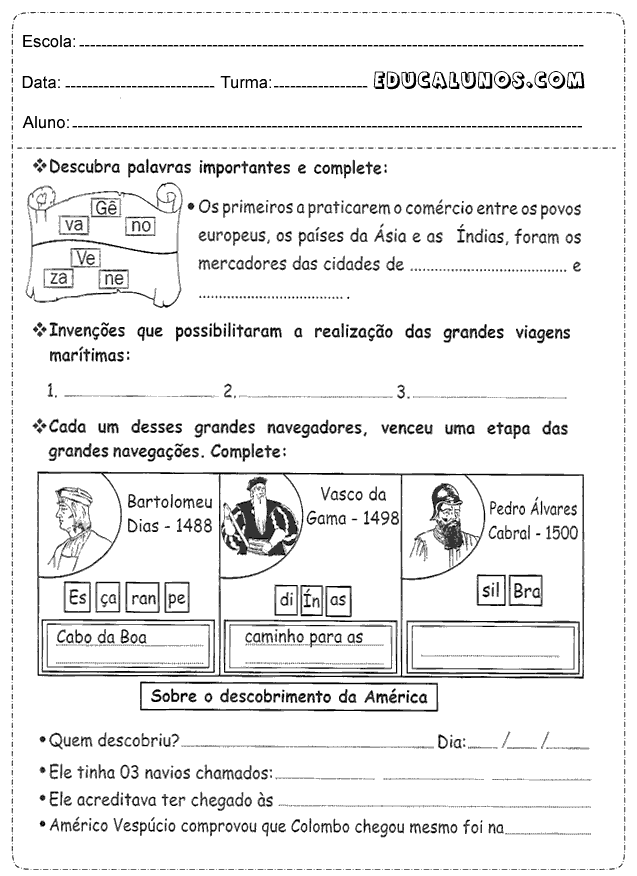 Descubra as palavras importantes e complete