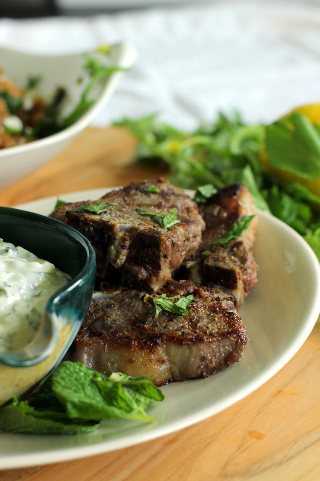 The Owl with the Goblet Lamb Chops with Garlic & Mint Tzatziki