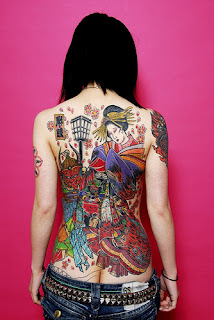 Japanese Tattooed Girl with Full color back body tattoo