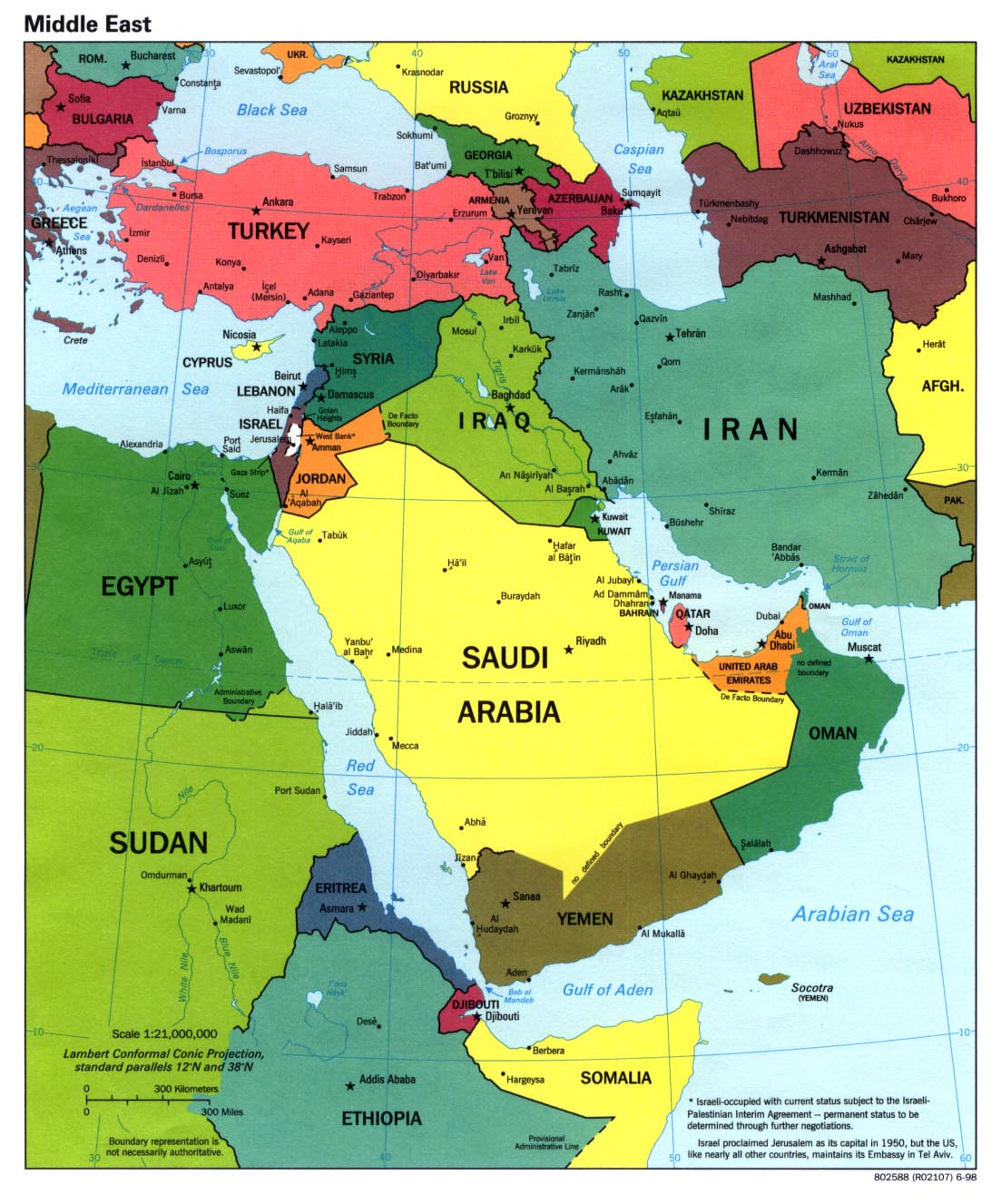 Also in the news and on this map are Yemen, Jordan, Libya, Iran, Bahrain,