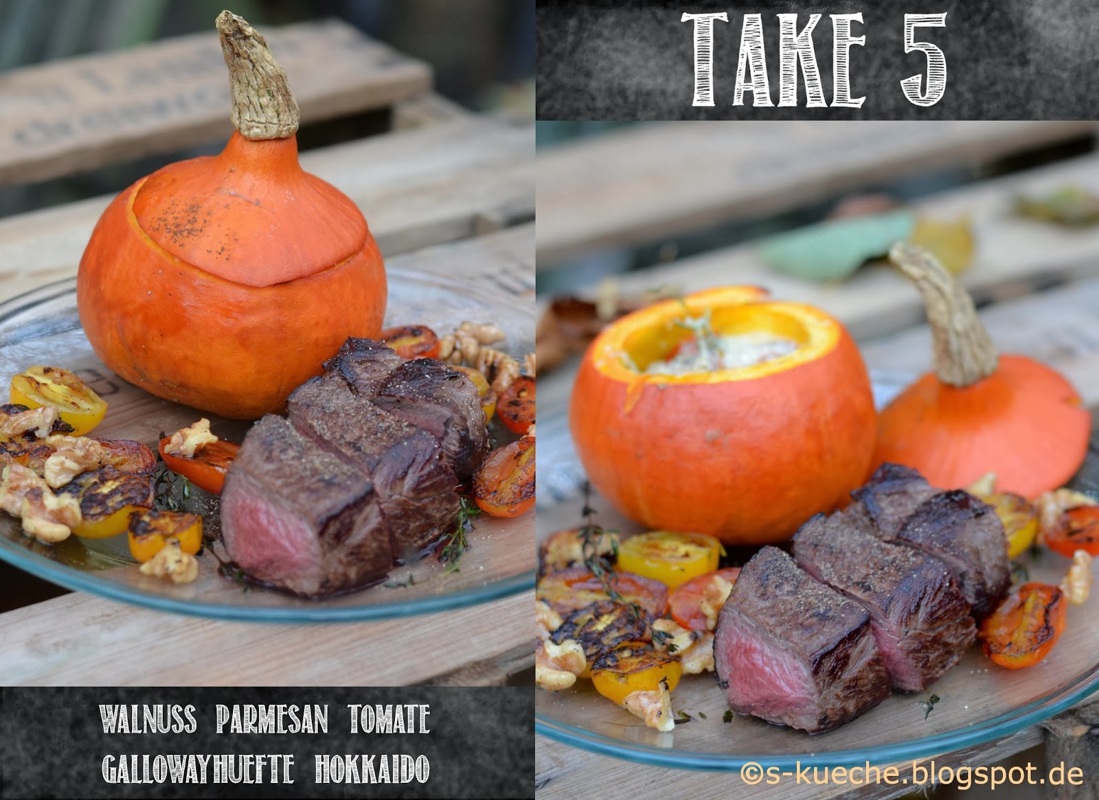 Take 5 Galloway Steak Mit Gefulltem Kurbis Und Gerosteten