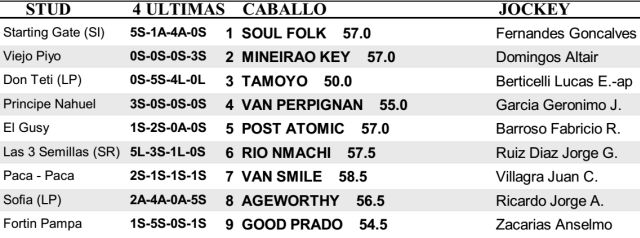 Competidores del Handicap Parwiz en San Isidro Carreras Caballos San Isidro Handicap Parwiz