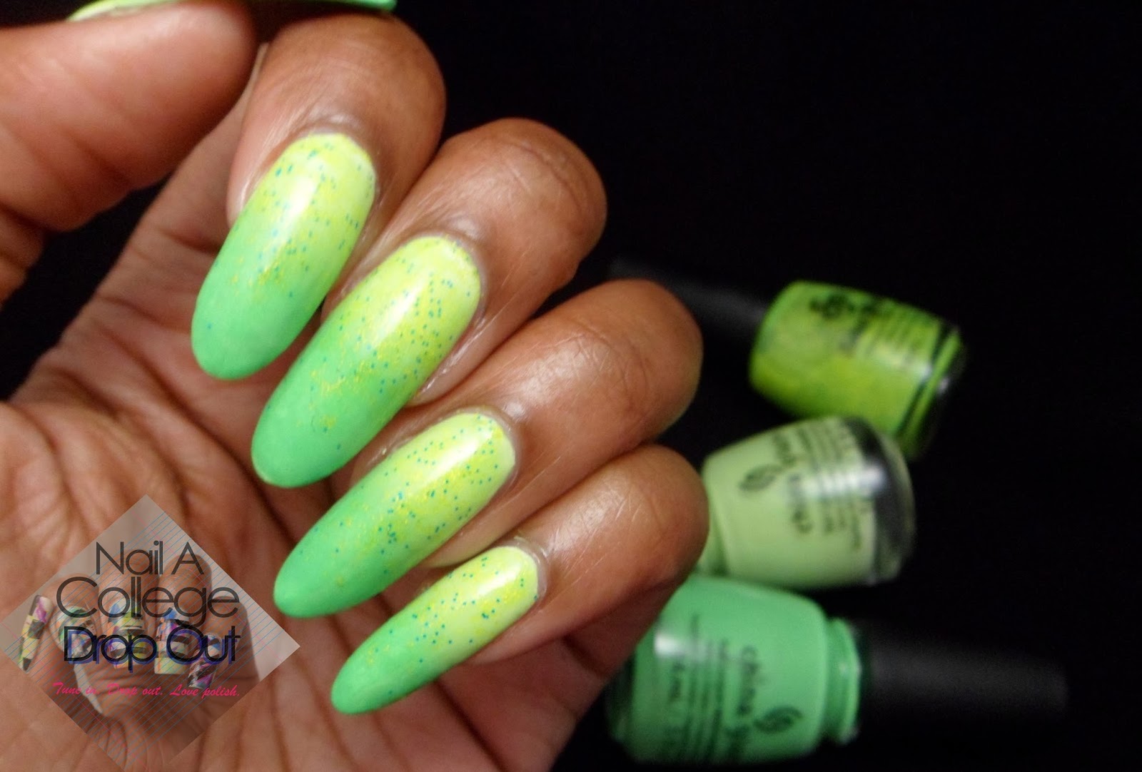 Nail A College Drop Out China Glaze & Salon Perfect Green Gradient