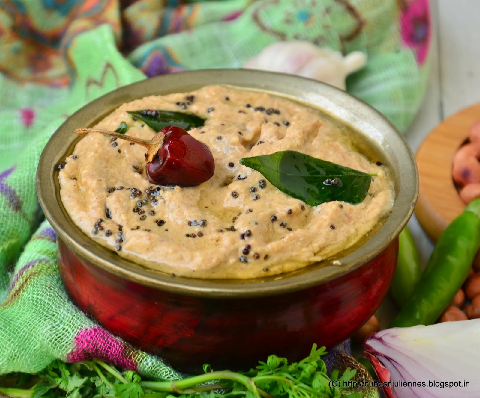 PEANUT CHUTNEY SOUTH INDIAN STYLE Cubes N Juliennes