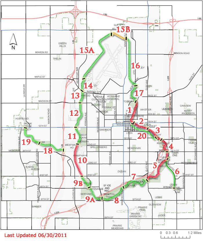 Sioux falls bike trails map