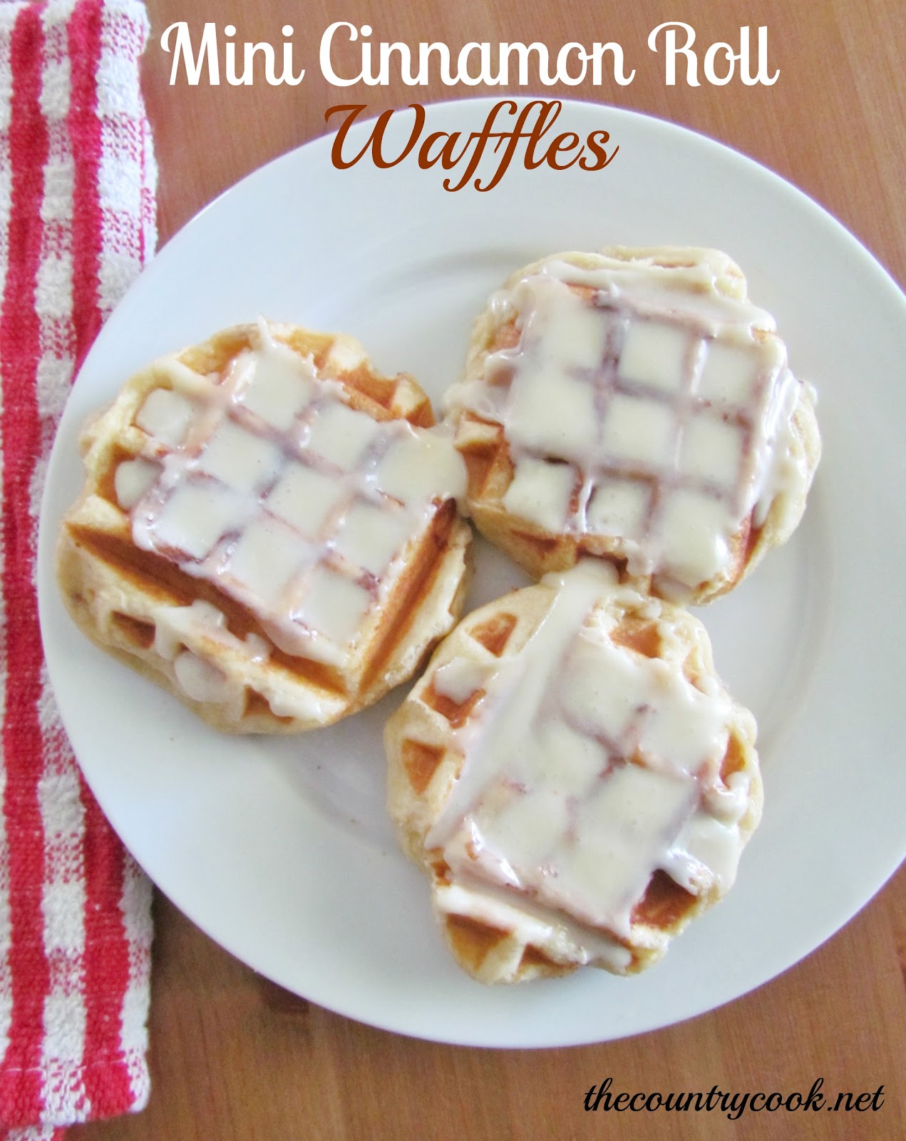 Mini Cinnamon Roll Waffles - The Country Cook