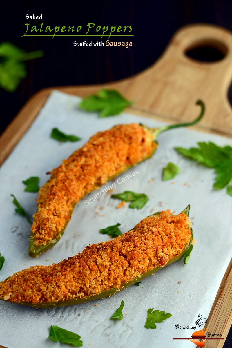 Recipe '0' Oil Skinny (Baked) Jalapeno Poppers with Spicy Sausage Mix
