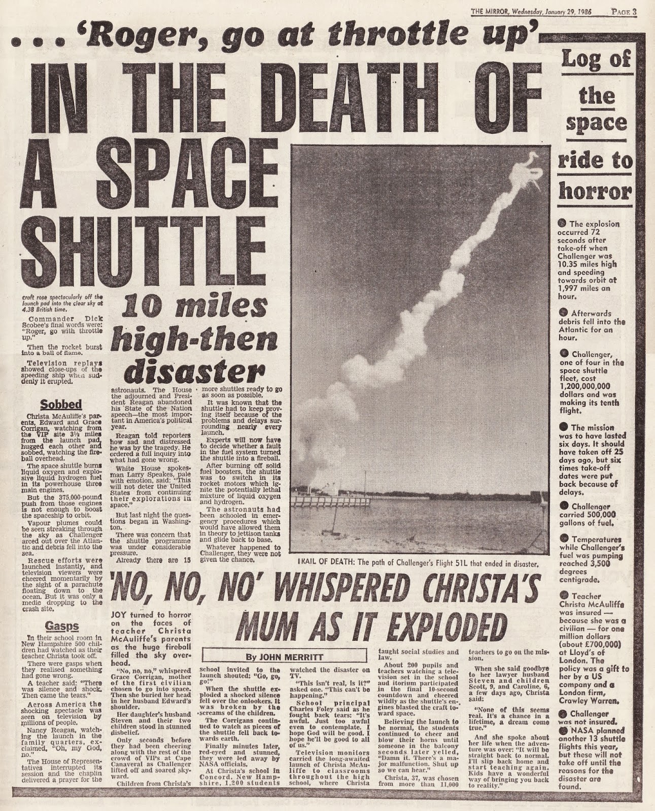Hold The Front Page: Space Shuttle Challenger disaster