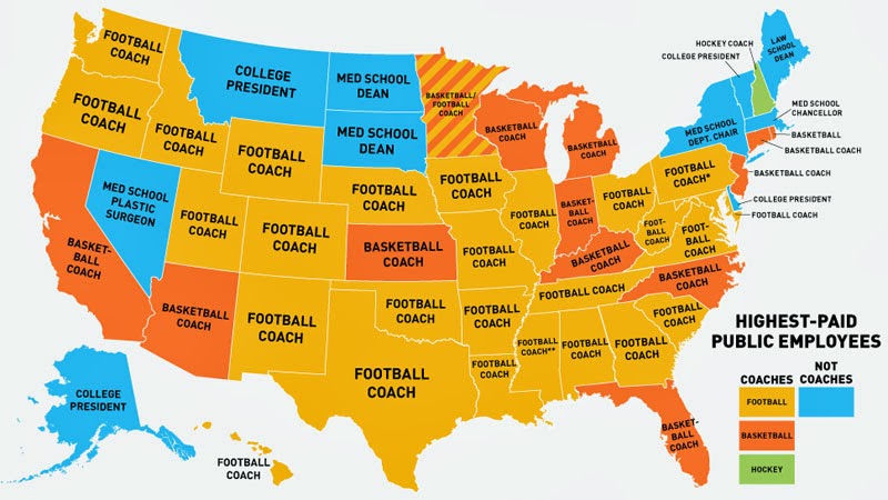 40 Maps That Will Help You Make Sense of the World - US Map of the Highest Paid Public Employees by State