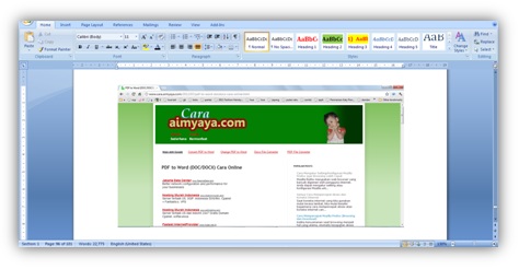 Gambar: menyisipkan hasil screen capture / tampilan layar