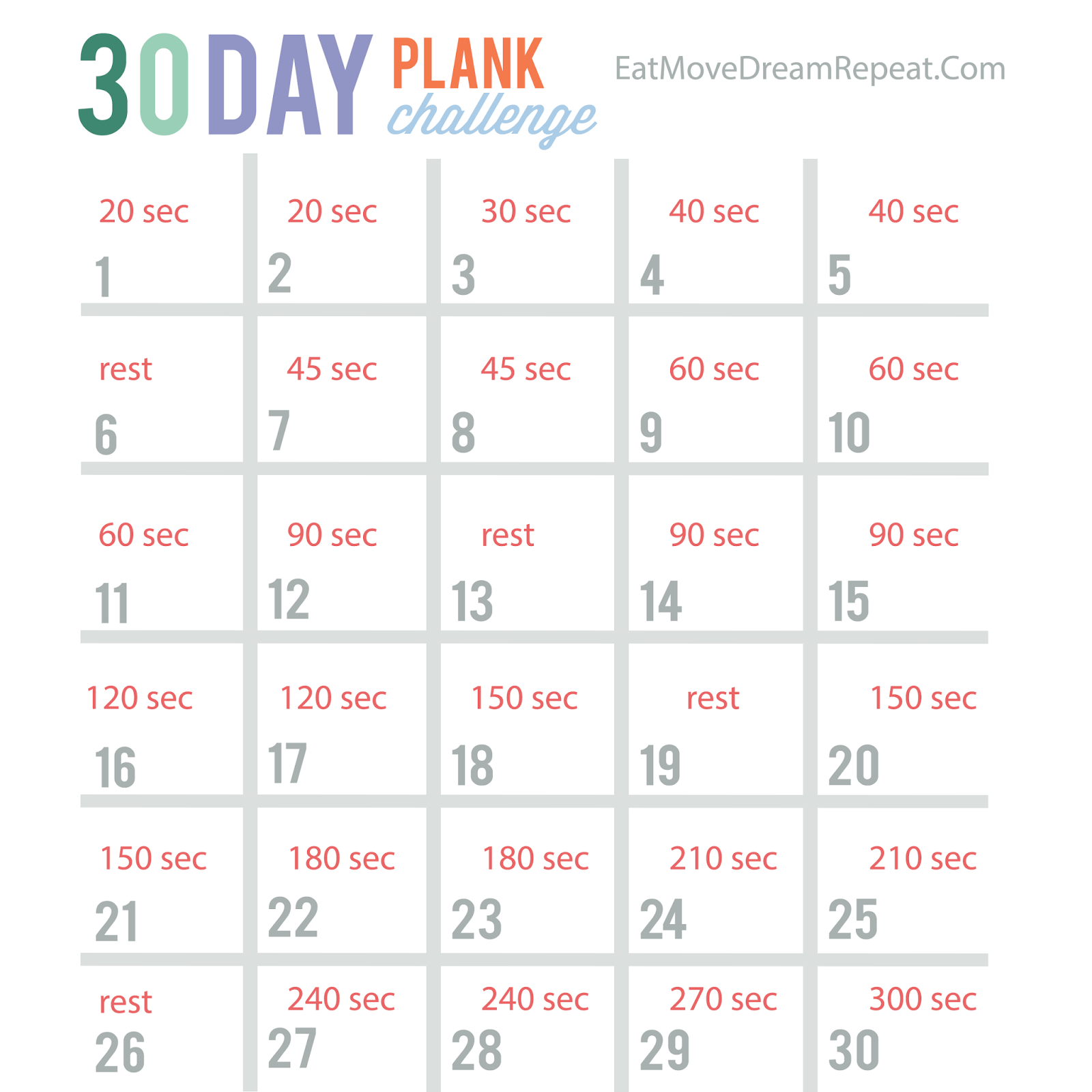 Free Printable 30 Day Plank Challenge | Search Results ...