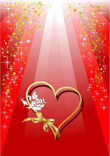 光り輝くハート型リボンのバレンタインデー背景 background valentine day heart-shaped ribbon flash light イラスト素材