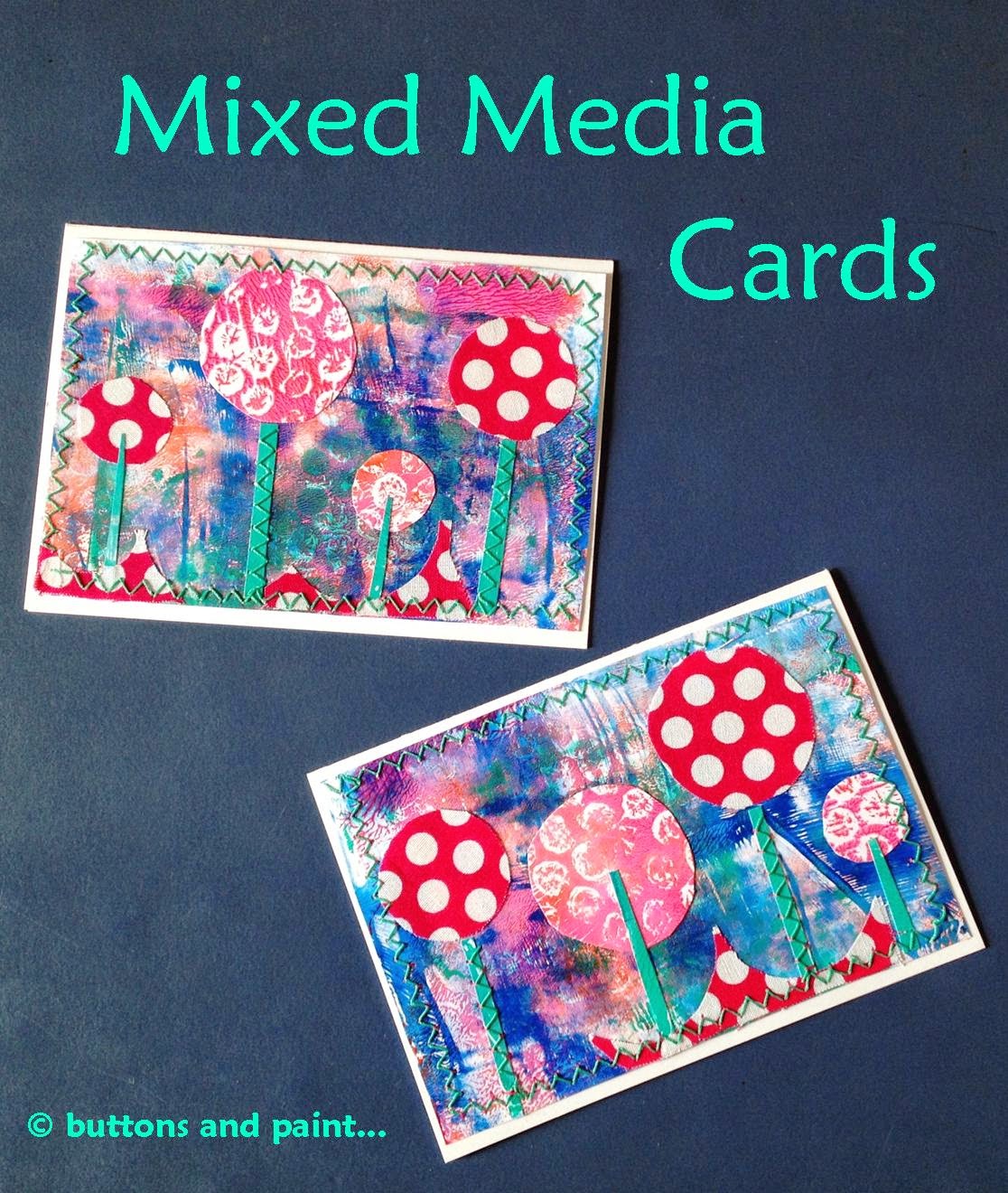buttons and paint... and some Mixed Media Cards