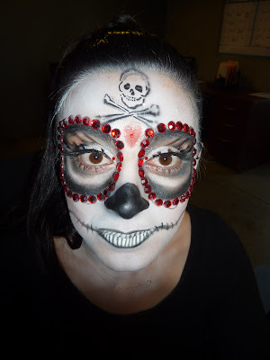 Girl with Halloween Face Makeup Skeleton