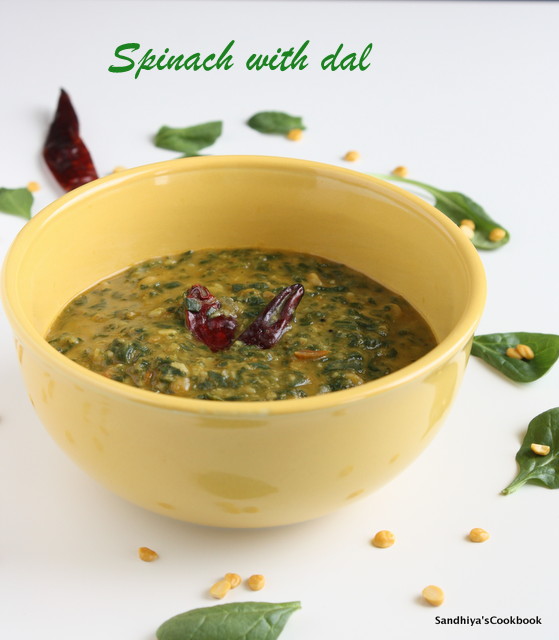 Sandhiya's Cookbook Keerai Kootu Spinach dal Palak Dal Palak Kootu