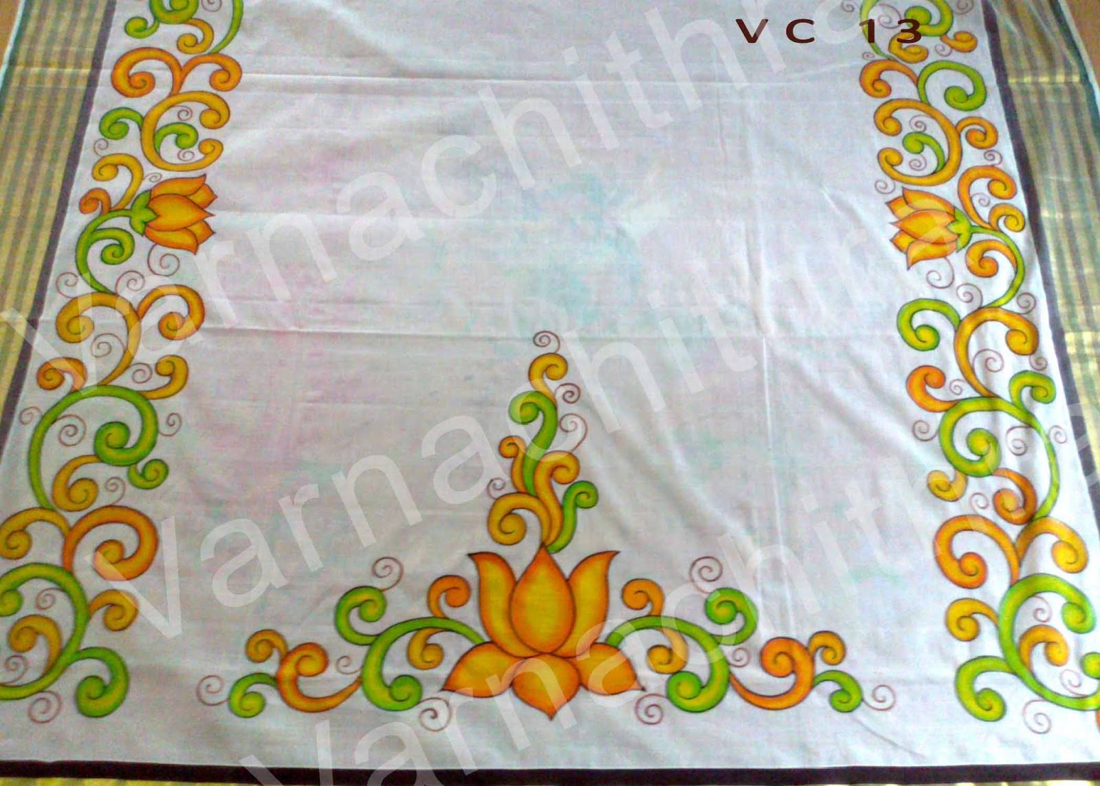 Fabric Painting Designs On Kerala Sarees Fabric Painting Designs On Kerala Sarees