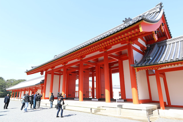 The influential of Chinese and Japanese culture design for the main entrance to the Hall of State Ceremonies at Kyoto Imperial Palace in Kyoto, Japan The influential of Chinese and Japanese culture design for the main entrance to the Hall of State Ceremonies at Kyoto Imperial Palace in Kyoto, Japan