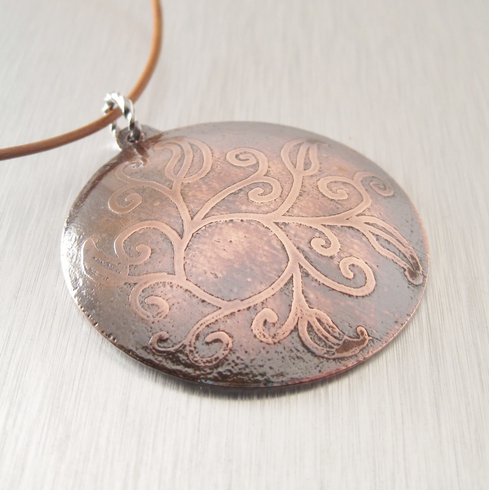Copperheart New BIG etched copper pendants