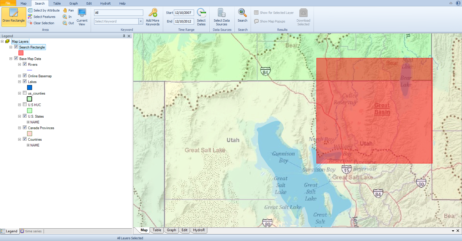 for this exercise the search region spans from the great salt lake in the southwest corner of the search rectangle to include all of bear lake and mud lake for this exercise the search region spans from the great salt lake in the southwest corner of the search rectangle to include all of bear lake and mud lake