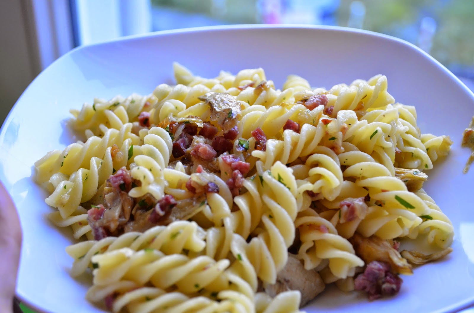 Pasta con Carciofi e Pancetta Stuff and Spice