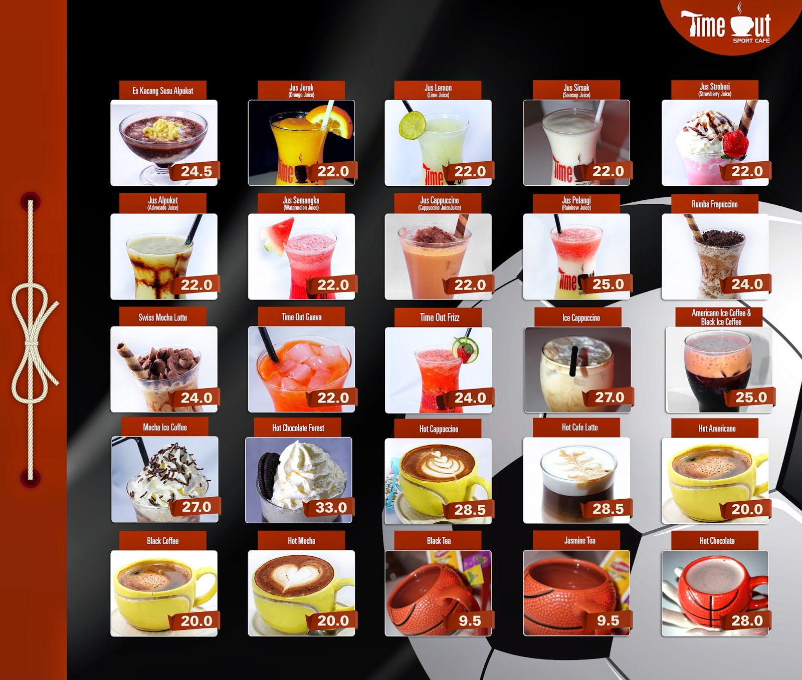 Time out sport cafe di manado Menu Time Out Sport Cafe