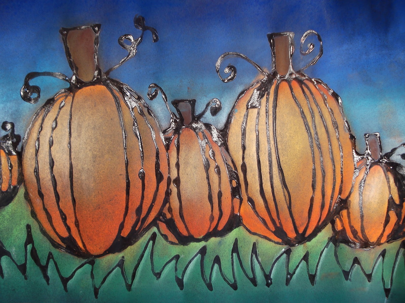 a faithful attempt: Glue Line Chalk Pastel Pumpkins