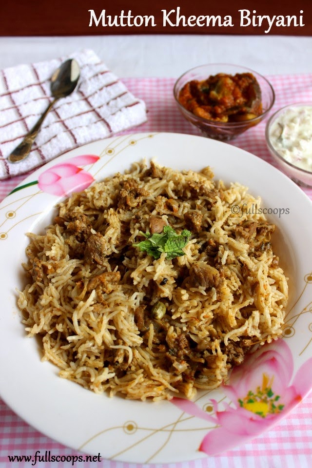 Mutton Kheema Biryani / Lamb Minced Meat Biryani Full Scoops A food