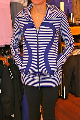 lululemon pigment blue striped stride jacket with silver stripe tank