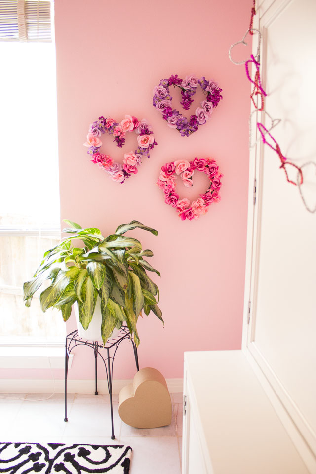 Make these beautiful floral hearts from dollar store flowers! | http://www.designimprovised.com